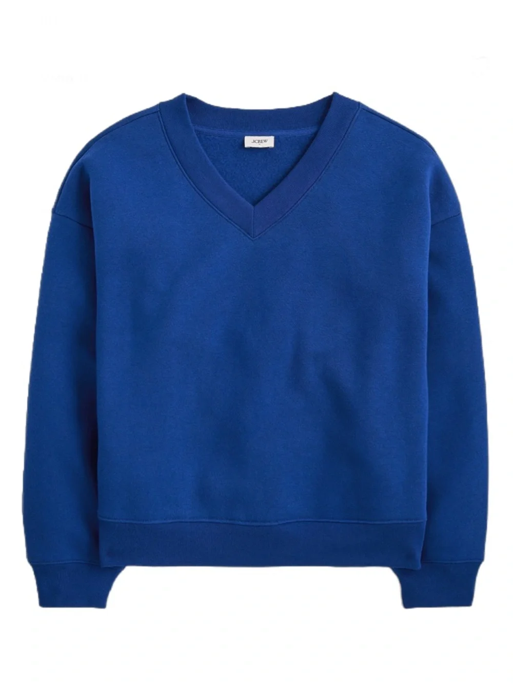J. Crew NWT Fleece V-neck Woman sweatshirt Bright Indigo XL